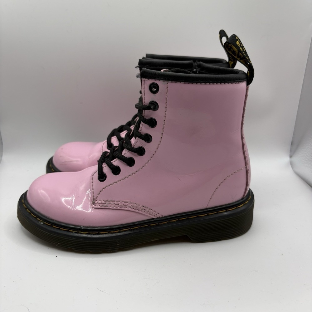 Doc Dr Martens Delaney Pink Patent Leather Zipper Combat 1460 J JY004 kids sz 13